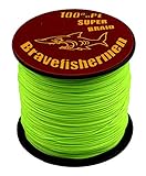 Bravefishermen Super Strong Pe Braided Fishing Line 6LB to 100LB Fluorescent Green