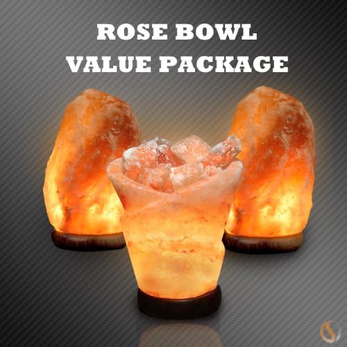 Rose Bowl Himalayan Salt Lamp with 2 Mediums (3 Lamps)