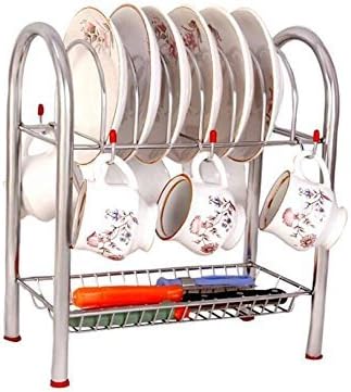 Ikarus Mirror Finish Stainless Steel Cup and Saucer Stand/Holder for 6 Cups, 6 Plates