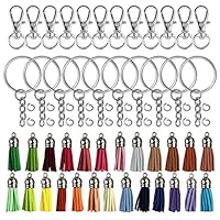 Yolyoo 300Pcs Key Chain Rings Bulk with Tassel Pendants Bulk Set for Making Jewelry Crafts Key Chain