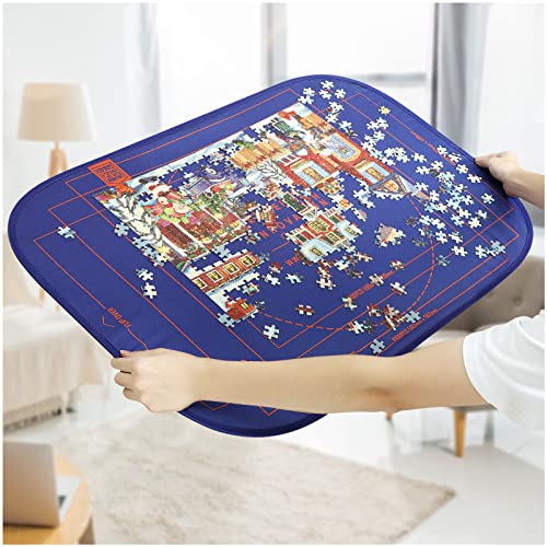 HXMARS Foldable Jigsaw Puzzle Board: Large Portable 1000 Pieces Puzzle Mat, Puzzle Storage Saver to 500 &1000 Pieces with Storage Bag