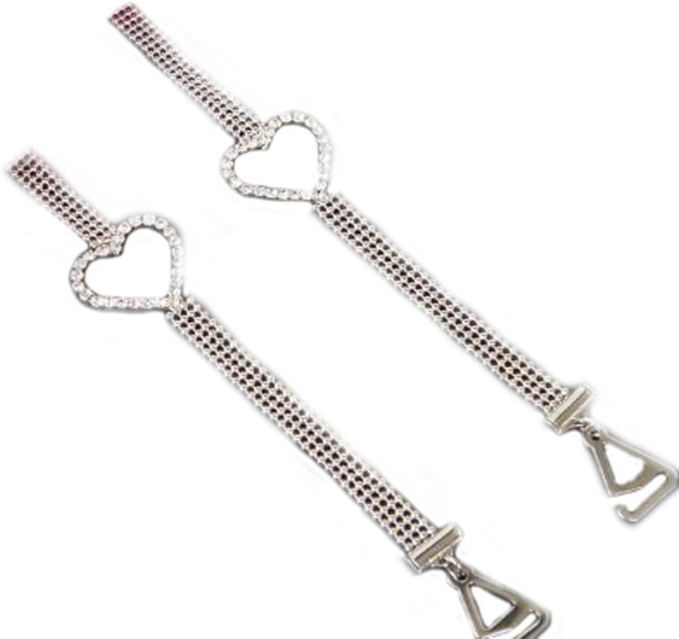 Diamante Bra Straps 3 Rows With Heart Design