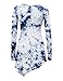 Lock and Love WT1062 Womens V Neck Long Sleeve Tie Dye Handkerchief Hem Tunic L WHITE_NAVY