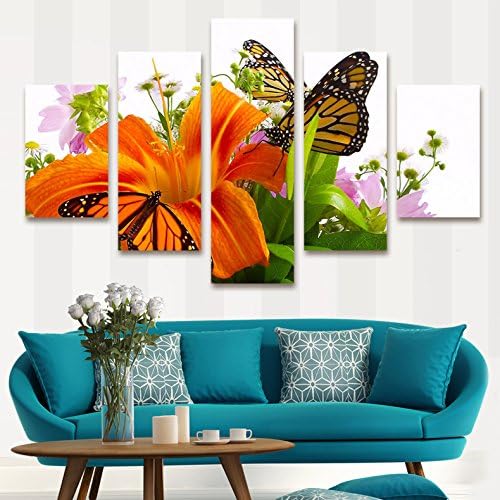 2015 New Design Modern Butterfly Flower Painting Canvas Art Cuadros Flower Pictures Home Decor For Living Room Prints Framed With Inner Wood Frame Ready To Hang Directly EMS(6-8 Working Day) XY-J027
