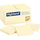 Highland Sticky Notes, 3 x 3 Inches, Yellow, 24 Pack (6549-24)