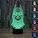 Padaday 100~240v 3D Batman bulbing illusion night multi 7 color changing USB Touch button LED desk table light lamp