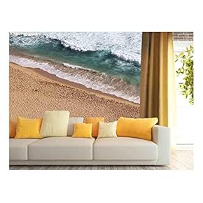 Beach with Sea Waves - Removable Wall Mural | Self-Adhesive Large Wallpaper - 66x96 inches