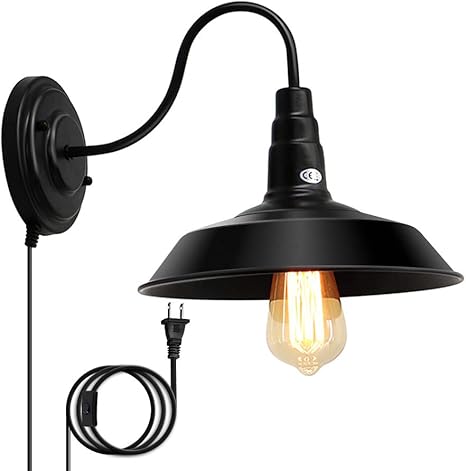 Lightess Black Wall Sconces Lighting Plug In 1 Light Gooseneck