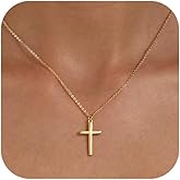 KISSCLOUD Cross Necklace for Women Dainty 14K Gold Silver Plated Cross Chain Pendant Christian Religious Baptism Faith Charm Trendy Jewelry Gift