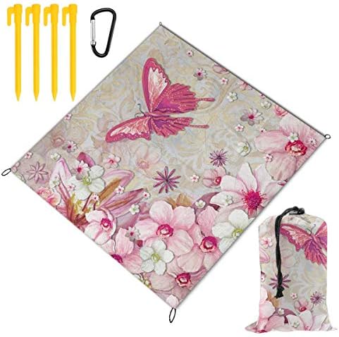 Pink Geometric Beach Blanket Sand Proof and Waterproof Pocket Sized Picnic Mat Outdoor Beach Mat for Camping, Travel, Hiking, Festival, Sports, Picnics, Parks, Beach Trips and Your Own Backyard