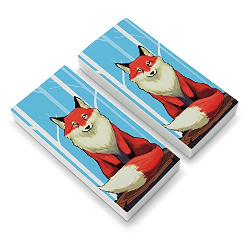 Fox on Tree Stump Eraser Set of 2