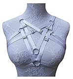 Jelinda Alluring Women Harness Bra Elastic Strappy Hollow Out Bra 5 Colors Available (White)