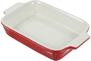BAZEITFLOW Ceramic Baking Bowl Double Handle Tray for Cheese Snack Dessert Serving in Kitchen Random Color