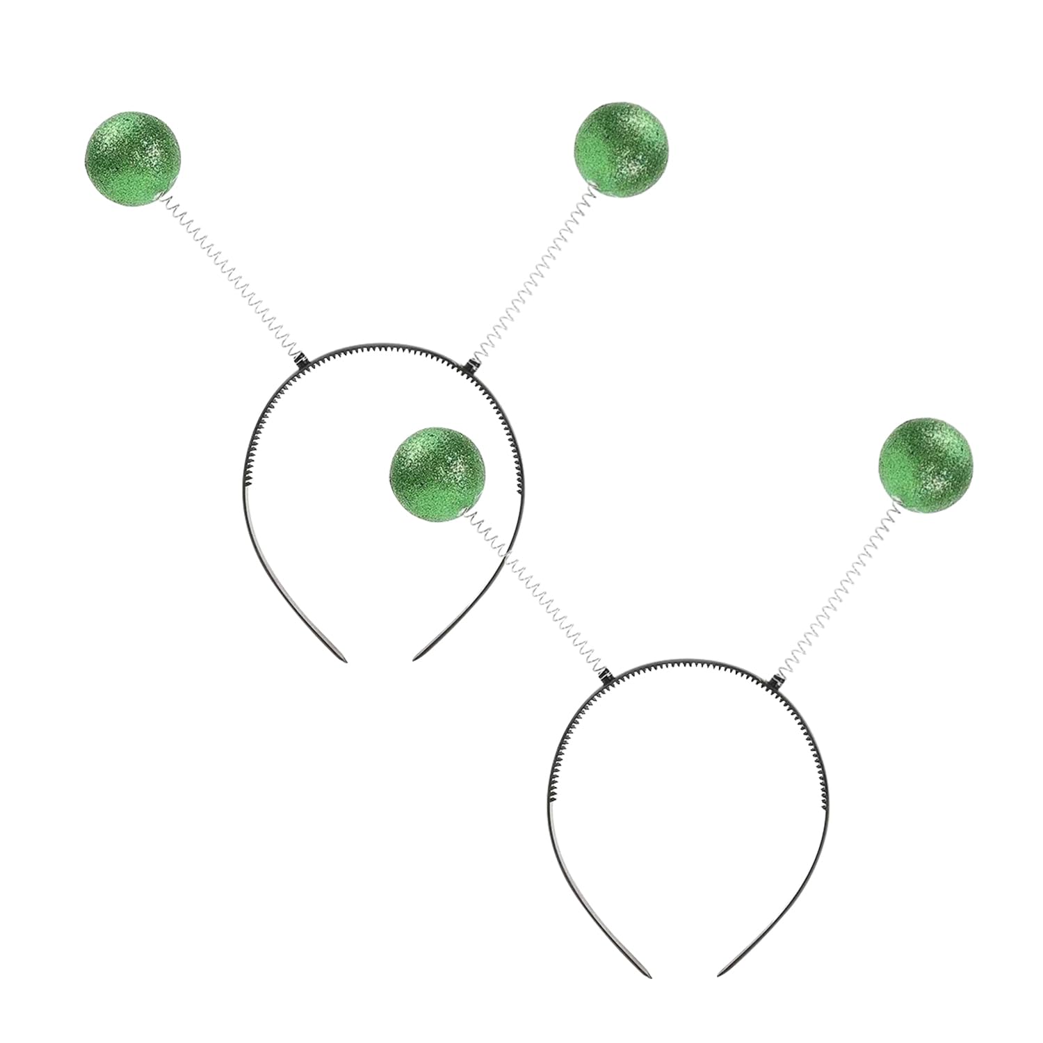 HAICN 2Pieces Alien Headband Glitter Ball Head Boppers Martian Antenna Headband Party Favors Costume Accessory for Halloween Christmas Cosplay (Green)