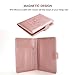 Vivefox RFID Leather Passport Holder Cover - Travel Passport Wallet Document Organizer Id Card Case (Rose Gold (with Magnet Button))