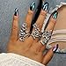 Denifery Women's Ring Unique Vintage Silver Ring Woodland Vine Ring Flower Cirrus Leaf Finger Ring Floral Accessories Gift for Girls Sisters Band Ring (Set of 4)