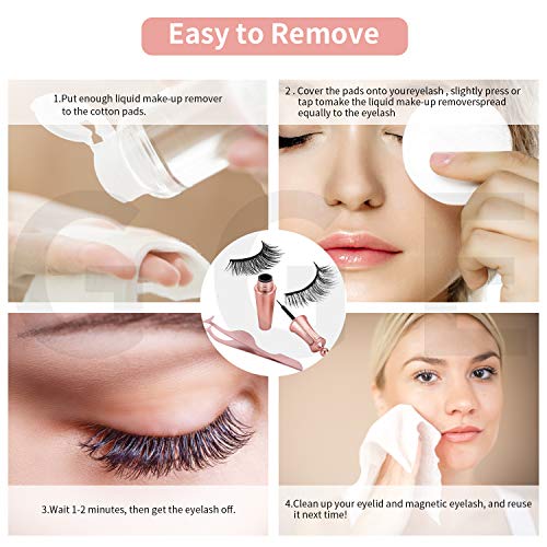 Botabay Magnetic Eyeliner Kit, Cotains 2Pairs 3D Magnetic False Eyelashes - Natural & Thick Reusable Lashes/Waterproof/Anti-Smudge/No Glue Needed,Comes with Applicator Eyelash Storage Case, 4ml - Thumbnail 3