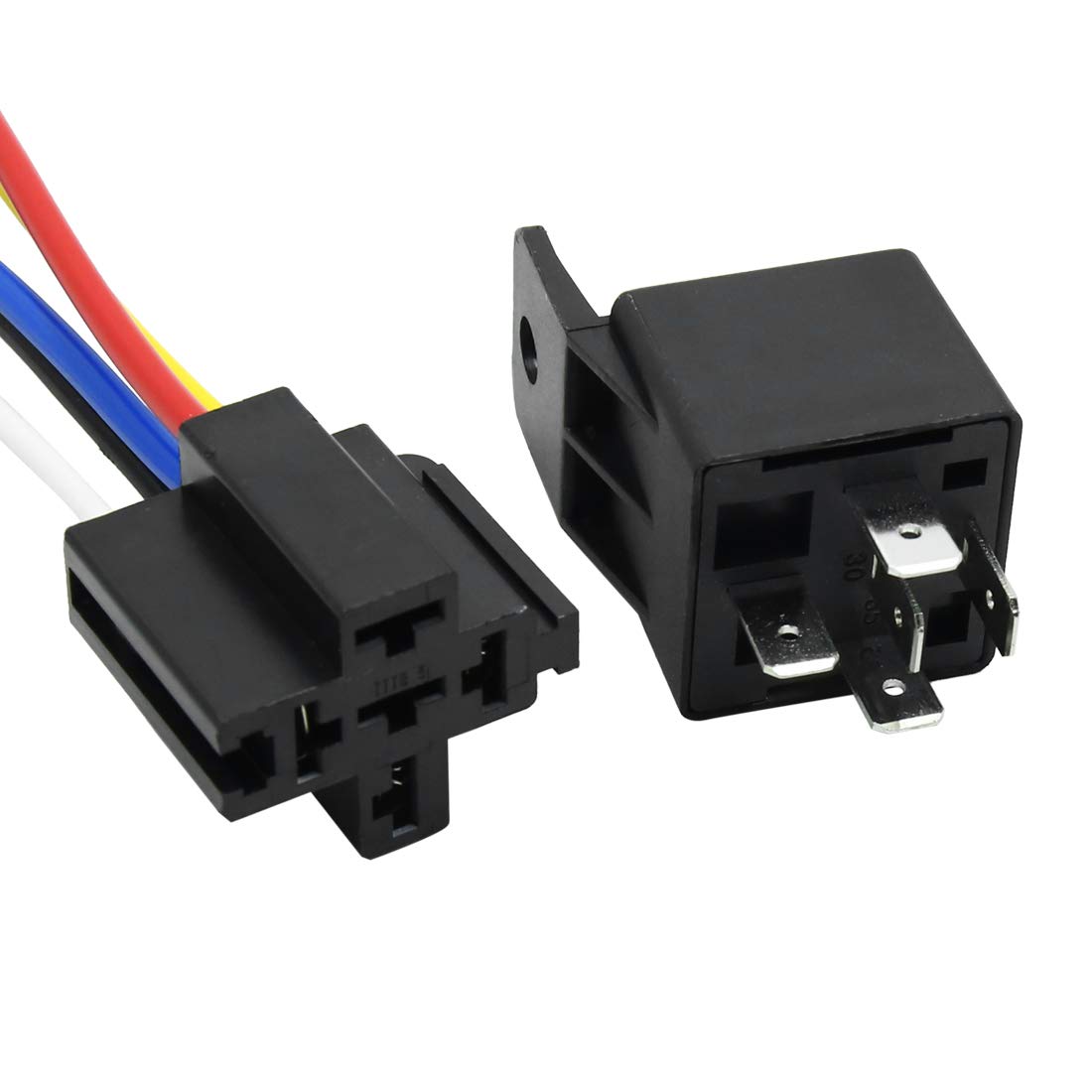 uxcell DC 48V 40A SPDT Automotive Car Relay 5 Pin 5 Wires w/Harness Socket Plug