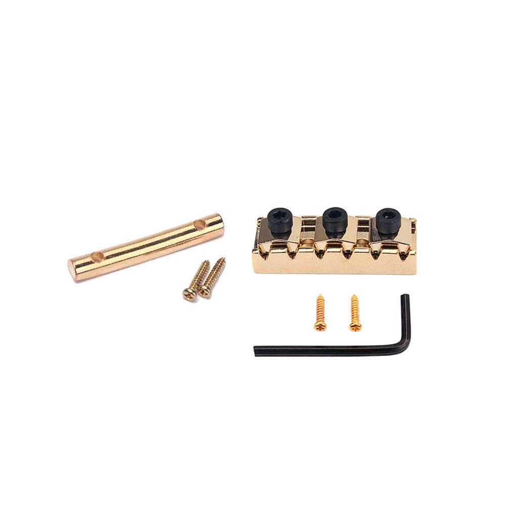 Alnicov 42mm Electric Guitar String Locking Nut，with Allen Wrench Screws，for Guitar Tremolo Bridge Parts，Gold