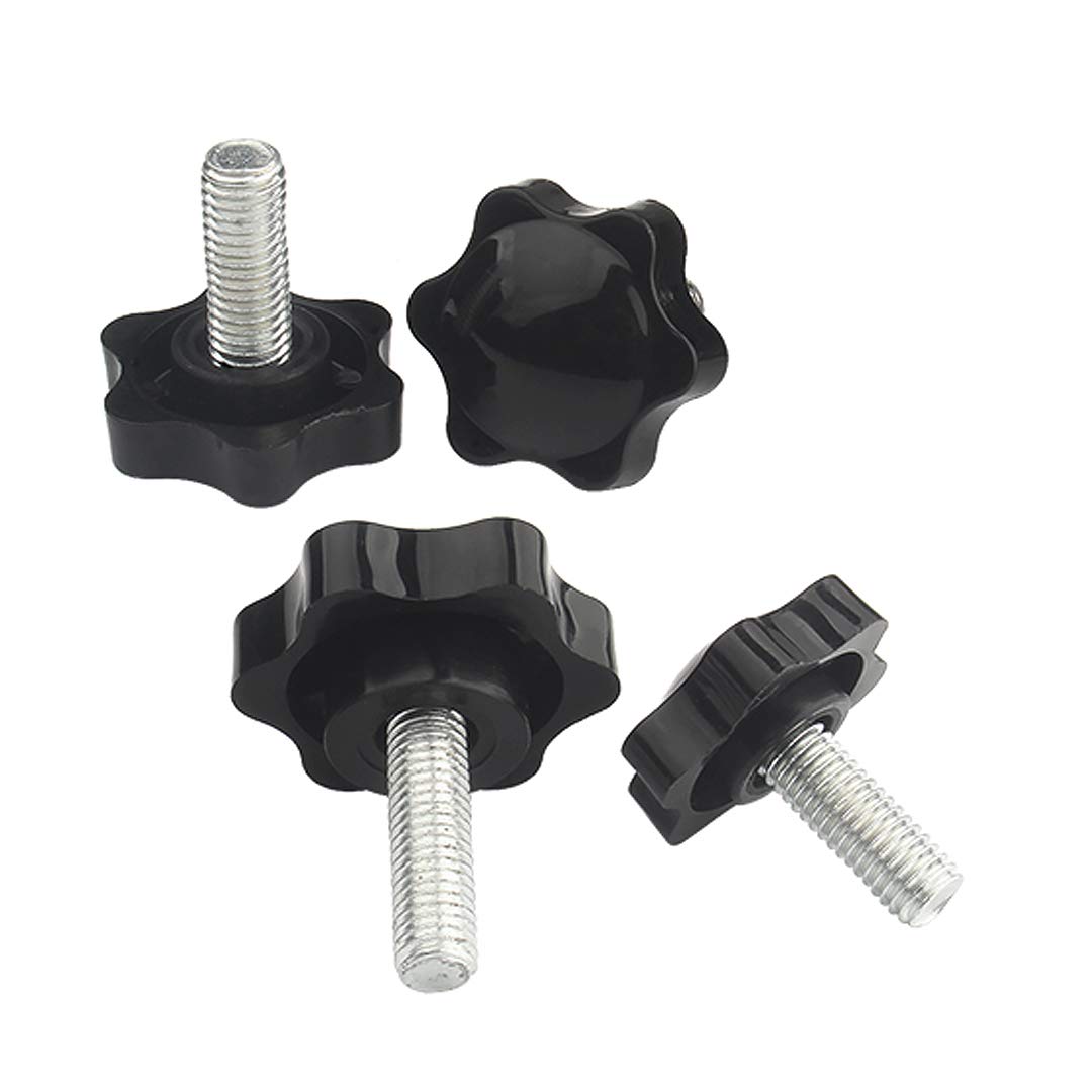 BOZONLI Star Button Screws, Black Plastic Button Star Shaped Button Screw On Button for Machine Tool, M4×16mm,10pcs