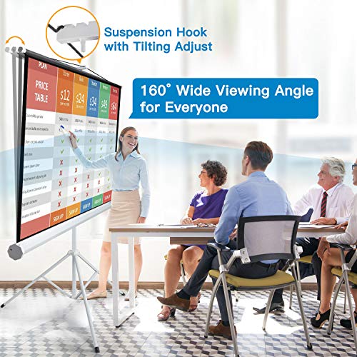 image for PERLESMITH Projector Screen with Stand 100 Inch 4K Ultra HD 16:9 Porta