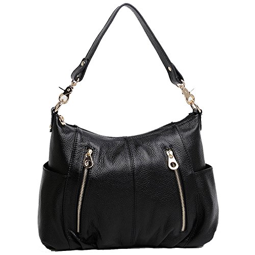 Dawdyfu Fashion Lady's Genuine Leather Cross Body Shoulder Bag Satchel Women's Handbag (black)