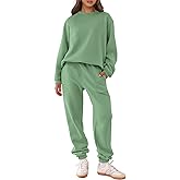 ANRABESS Women's Two Piece Outfits Sweatsuit Lounge Set Long Sleeve Crewneck Sweatshirt Jogger Pants Tracksuit 2025 Fall Sets