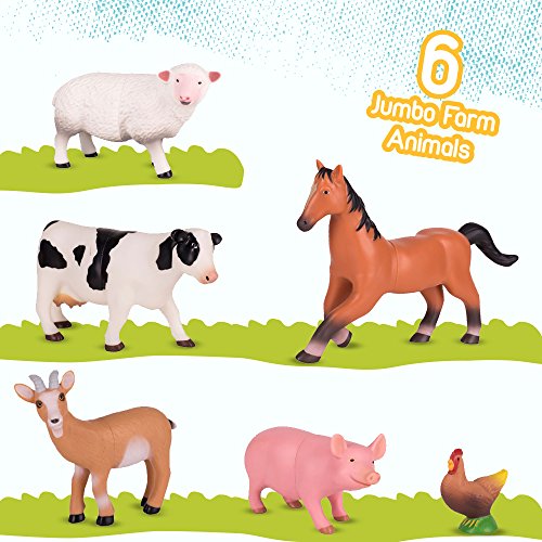 Plastic Farm Animals for Toddlers 10 Piece Jumbo Set Includes Fences