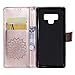 Samsung Note 9 Case,Galaxy Note 9 Wallet Case,Galaxy Note 9 Flip Case PU Leather Emboss Mandala SUN Flower Folio Magnetic Kickstand Cover with Card Slots for Samsung Galaxy Note 9 Rose Gold