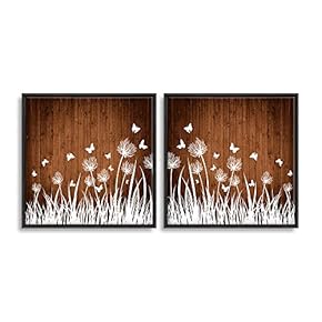 2 Piece Framed Canvas Wall Art for Living Room, Bedroom Wood Flower Theme Canvas Prints for Home Decoration Ready to Hang - 16"x16"x2 Panels