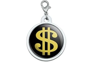 GRAPHICS & MORE Dollar Sign Gold and Black Large Chrome Plated Metal Pet Dog Cat ID Tag