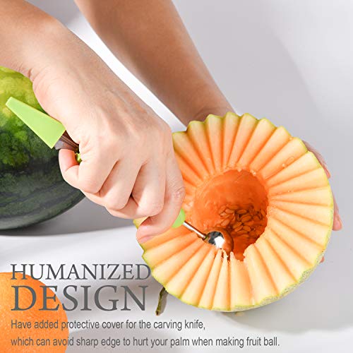 Melon Baller Scoop Set, 4 In 1 Stainless Steel Fruit Tool Set Melon Baller Carving Knife Fruit Scooper Seed Remover For Fruit Slicer Dip Pulp Separator
