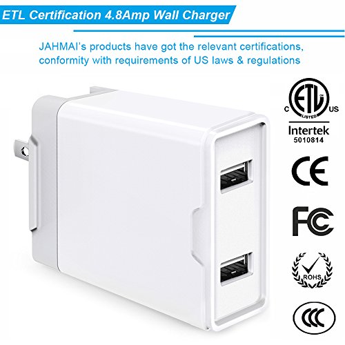 JAHMAI Fast Charging Cable 2Pack 6ft High Speed Data Sync Transfer Cord Phone Connector with Foldable Wall Plug 4.8A Charger(ETL Listed) Compatible with Phone XS MAX/XR/XS/X/8/7/Plus/6S/6/SE/5S