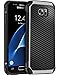 BENTOBEN Galaxy S7 Case, 2 in 1 Slim Hybrid Heavy Duty Hard PC and TPU Laminated with Carbon Fiber Texture Chrome Anti-Scratch Shockproof Protective Case for Samsung Galaxy S7 (G930), Black
