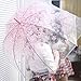 [Pink Cherry]Moonse Romantic Pink Cherry Clear Rain Wind Umbrella,Half-Automatic