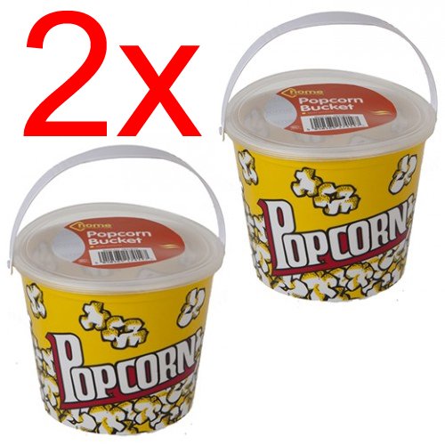 2 X POPCORN STORAGE BUCKET WITH HANDLE LID BOX DESIGN PARTY TRADITIONAL