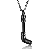 Hockey Stick Cremation Jewelry for Ashes Pendant Urns Sports Lovers Keepsake Jewelry Stainless Steel Memorial Necklace Funeral Remains Locket for Women Men Keepsake Gift