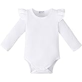 LYSMuch Baby Girls Ruffle Long Sleeve Bodysuit Infant Solid Color Top Jumpsuit Clothes