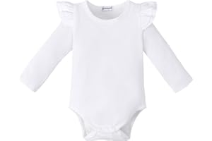 LYSMuch Baby Girls Ruffle Long Sleeve Bodysuit Infant Solid Color Top Jumpsuit Clothes