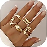 YEEZII Chunky Gold Rings for Women Non Tarnish, 18K Gold Plated Stackable Thumb Ring, Statement Women Rings Set