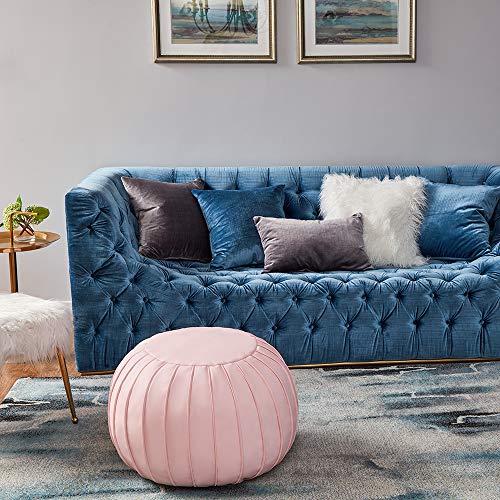 Comfortland Unstuffed Round Pouf Foot Stool for Christmas Medium Storage Ottoman Seat Decorative Bean Bag Floor Chair Foot Rest Pillow for Living Room, Bedroom, Kids Room and Wedding (Pink)