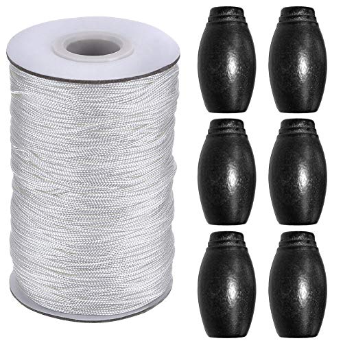 image for CDJX Blind Cord String Wood Knobs,White Braided Lift Shade Cord 30m wi