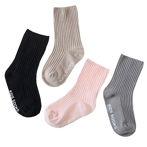 4 Pairs Unisex Baby Girls Boys Toddler Non-Skid Socks Soft Cute Breathable Cotton Anti-slip Socks (Solid Color A, 2 - 4Years) - Thumbnail 7
