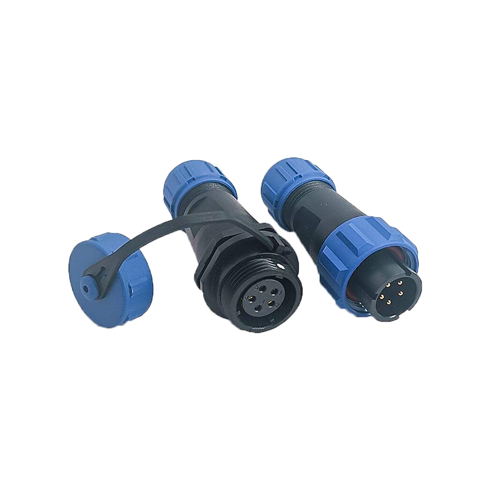 Elecbee SP13 Series Aviation Waterproof Connector, Industrial Aviation Plug Socket Circular Cable Connector IP68 Male Plug Female Socket in Line Type One Pair 5 Pin Connector with Waterproof Cover
