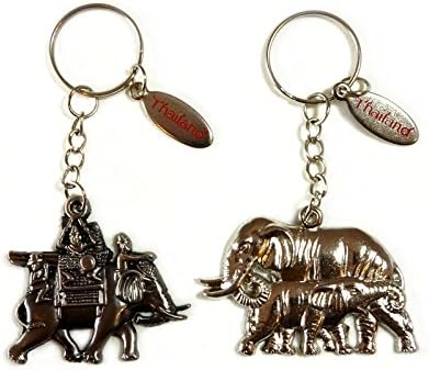 Keychain Set Tourist And Animals Favor of Asian 2x1 in Set 2 Pcs (Elephant Black Silver-Metallic Silver)