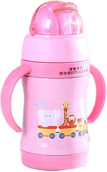 Qqbbyamaxun Bebe Thermos Avec Poignee Thermos Pour Enfant Avec Paille Sports D Exterieur Bouteille D Eau Tasse A Amazon Fr Sports Et Loisirs