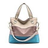 EUBags Women's Fashion PU Leather Splice Crossbody Bags Tote Handbag Shoulder Bag Blue