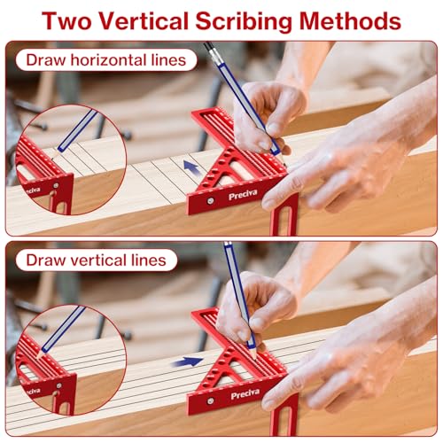 3D Multi-Angle Measuring Ruler, Preciva 3D Mitre Angle Aluminium Alloy Protractor Multifunctional Angle for Woodworking, DIY, Crafts