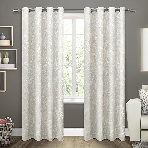 Exclusive Home Twig Insulated Room Darkening Blackout Grommet Top Curtain Panel Pair, 54"x96", Vanilla