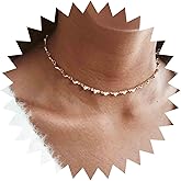 Iaceble Boho Heart Chain Choker Necklace Heart Station Necklace Tiny Gold Heart Strand Necklace Love Heart Chain Necklace Jewelry for Women